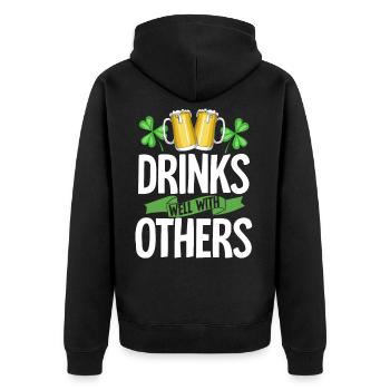 St Patricks Day Trinken Saufen Bier Party Geschenk - Unisex Premium Bio Zip Hoodie - Schwarz - Hinten - Nico (187cm)