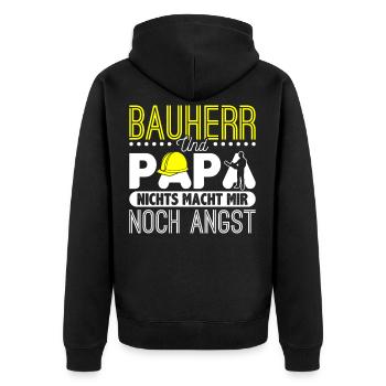 Bauherr Und Papa Nichts Macht Mir Noch Angst - Unisex Premium Bio Zip Hoodie - Schwarz - Hinten - Nico (187cm)