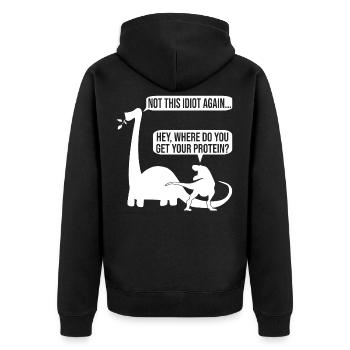 Veganer Vegan Veganerin T-Rex Dinosaurier Dino - Unisex Premium Bio Zip Hoodie - Schwarz - Hinten - Nico (187cm)