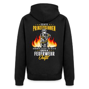 Feuerwehrfrauen Kommen nicht im Kleid - Unisex Premium Bio Zip Hoodie - Schwarz - Hinten - Nico (187cm)