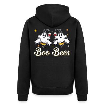 Boo Bees Wine Drinking Funny Halloween Bee Lovers - Unisex Premium Organic Zip Hoodie - black - Back - Nico (187cm)