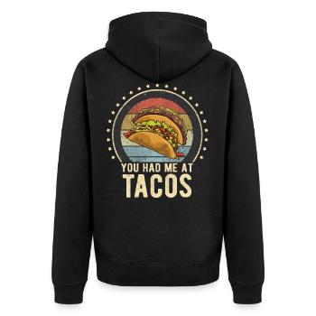 TACOS Vous m'avez eu chez Tacos - Veste à capuche bio Premium Unisexe - noir - Dos - Nico (187cm)