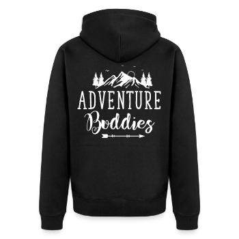 Adventure Buddies Nature Freaks, Hiking Camping - Unisex Premium Organic Zip Hoodie - black - Back - Nico (187cm)