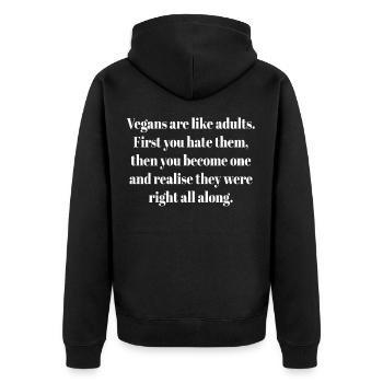 Veganer Veganerin Vegan - Unisex Premium Bio Zip Hoodie - Schwarz - Hinten - Nico (187cm)
