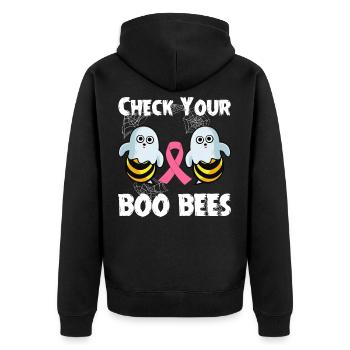 Vérifiez votre sensibilisation au cancer du sein Boo Bees Funny - Veste à capuche bio Premium Unisexe - noir - Dos - Nico (187cm)