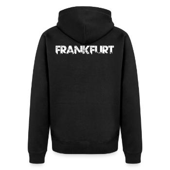 Francfort skyline blanc - Veste à capuche bio Premium Unisexe - noir - Dos - Nico (187cm)