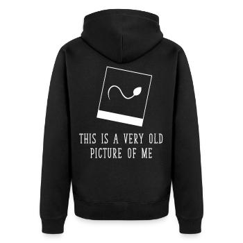 Old Picture, This is an Old Sperm Picture of Me - Unisex Premium Organic Zip Hoodie - black - Back - Nico (187cm)