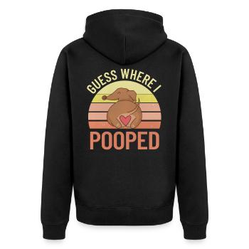 Dachshund Poop Lustige Wiener Weiner Hund - Unisex Premium Bio Zip Hoodie - Schwarz - Hinten - Nico (187cm)