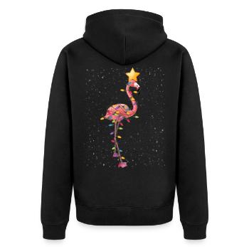 Flamingo Christmas Ornaments Tree Funny Sarcasm - Unisex Premium Organic Zip Hoodie - black - Back - Nico (187cm)