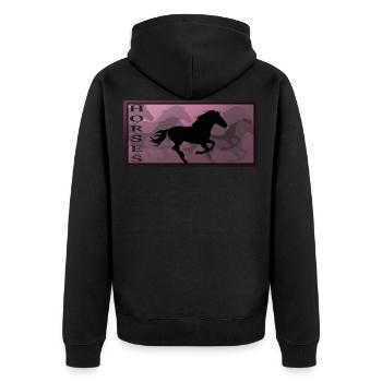Cheval chevaux équitation poney équestre western chemise - Veste à capuche bio Premium Unisexe - noir - Dos - Nico (187cm)