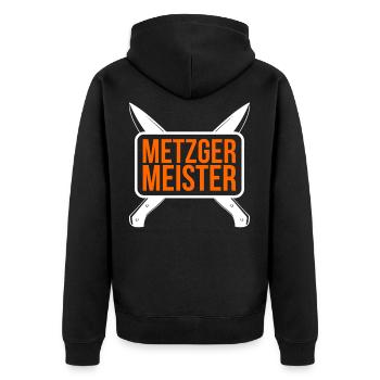 Metzgermeister Metzger Fleischer Schlachter - Unisex Premium Bio Zip Hoodie - Schwarz - Hinten - Nico (187cm)