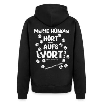 Hund, Hundeerziehung T Shirt, lustiges Geschenk - Unisex Premium Bio Zip Hoodie - Schwarz - Hinten - Nico (187cm)