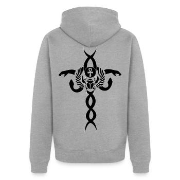 Snake Ank Scarabaeus - Unisex Premium Bio Zip Hoodie - Grau meliert - Hinten - Nico (187cm)