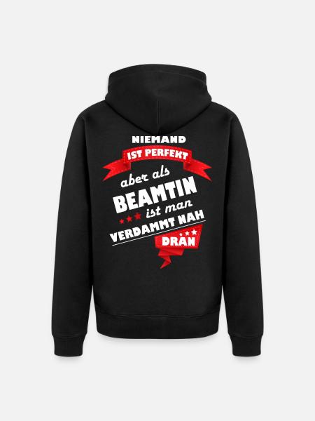 Beamtin, Beamte, Staatsdiener Geschenk Berufe Cool - Unisex Premium Bio Zip Hoodie - Schwarz