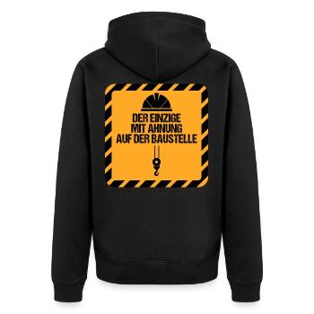 Der Einzige Mit Ahnung Kranführer Baustelle Beruf - Unisex Premium Bio Zip Hoodie - Schwarz - Hinten - Nico (187cm)