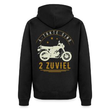 4 Takte Sind 2 zuviel, Moped, S51 Simson Geschenk - Unisex Premium Bio Zip Hoodie - Schwarz - Hinten - Nico (187cm)