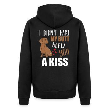 Dachshund - Unisex Premium Bio Zip Hoodie - Schwarz - Hinten - Nico (187cm)