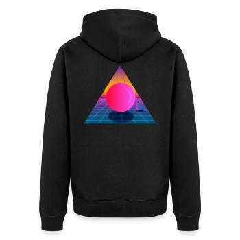 Dynamisches Retrovideogame Shirt Geschenk - Unisex Premium Bio Zip Hoodie - Schwarz - Hinten - Nico (187cm)