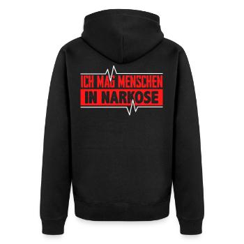Anästhesie Pflegekraft Krankenpflege Geschenk - Unisex Premium Bio Zip Hoodie - Schwarz - Hinten - Nico (187cm)