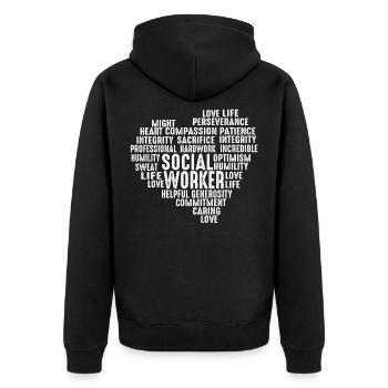 Social Sciences Social Work Profession Gift - Unisex Premium Organic Zip Hoodie - black - Back - Nico (187cm)