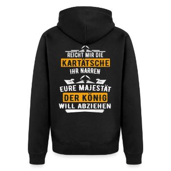 Reicht mir die Der König will Estrichleger Putzer - Unisex Premium Bio Zip Hoodie - Schwarz - Hinten - Nico (187cm)