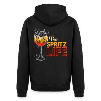 The Spritzlife Italien Urlaub Party Getränk - Unisex Premium Bio Zip Hoodie - Schwarz - Hinten - Nico (187cm)