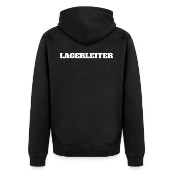 Lagerleiter Lagerleitung Lagerhalle - Unisex Premium Bio Zip Hoodie - Schwarz - Hinten - Nico (187cm)