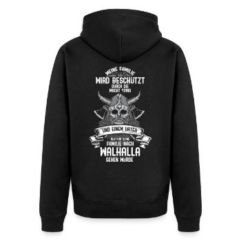 Odin Nordische Mythologie & Wikinger Walhalla - Unisex Premium Bio Zip Hoodie - Schwarz - Hinten - Nico (187cm)
