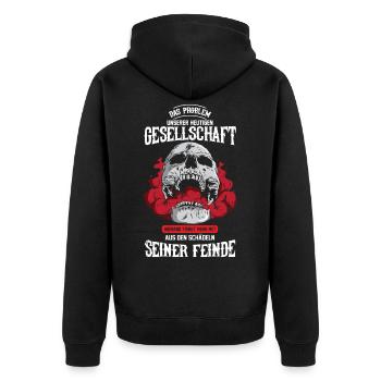 Odin Nordische Mythologie & Wikinger Walhalla - Unisex Premium Bio Zip Hoodie - Schwarz - Hinten - Nico (187cm)