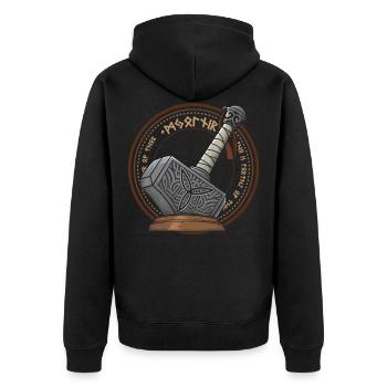 Mjolnir Thor's Hammer Viking Walhalla Viking - Unisex Premium Organic Zip Hoodie - black - Back - Nico (187cm)