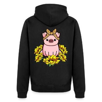 Cochons Léopard boucle tournesols porc - Veste à capuche bio Premium Unisexe - noir - Dos - Nico (187cm)