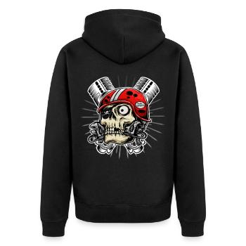 Skull skull motorcycle moped moped motor scooter - Unisex Premium Organic Zip Hoodie - black - Back - Nico (187cm)