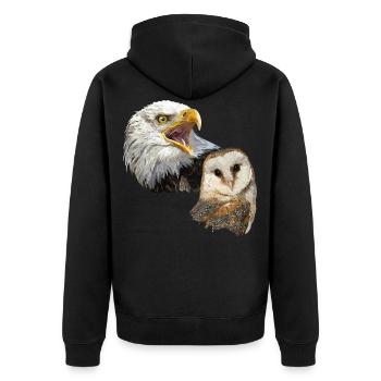 Barn Owl and American Pigago - Unisex Premium Organic Zip Hoodie - black - Back - Nico (187cm)