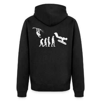 Airboarding Airboard Air Boarding evolution Design - Unisex Premium Bio Zip Hoodie - Schwarz - Hinten - Nico (187cm)