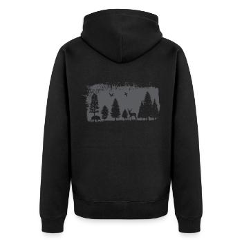 Forest design - Unisex Premium Organic Zip Hoodie - black - Back - Nico (187cm)
