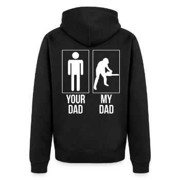 Lumberjack Daddy Father's Day chainsaw wood forest - Unisex Premium Organic Zip Hoodie - black - Back - Nico (187cm)