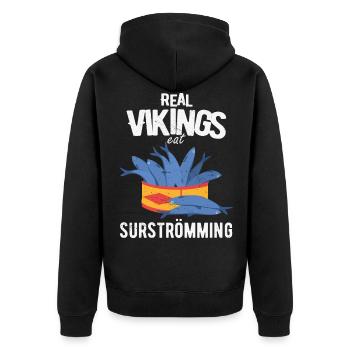 Surströmming Scandinavia Sweden Vikings - Unisex Premium Organic Zip Hoodie - black - Back - Nico (187cm)