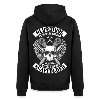 Oldschool Scaffolder Shirt - Unisex Premium Organic Zip Hoodie - black - Back - Nico (187cm)