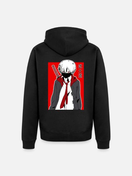 Samurai Warrior Anime - Unisex Premium Organic Zip Hoodie - black