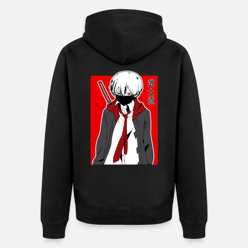Samurai Warrior Anime - Unisex Premium Bio Zip Hoodie - Schwarz
