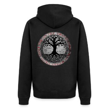 Yggdrasil Tree of Life Weltenbaum - Unisex Premium Bio Zip Hoodie - Schwarz - Hinten - Nico (187cm)
