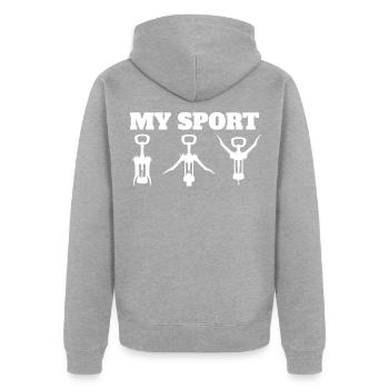 My Sport Korkenziehen Korkenzieher trinken Wein - Unisex Premium Bio Zip Hoodie - Grau meliert - Hinten - Nico (187cm)