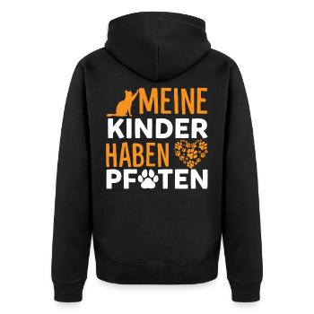 Meine Kinder Haben Pfoten Funny Cat Lovers German - Unisex Premium Bio Zip Hoodie - Schwarz - Hinten - Nico (187cm)
