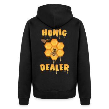 Honig Dealer Imker Bienen - Unisex Premium Bio Zip Hoodie - Schwarz - Hinten - Nico (187cm)