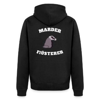 Marder Flüsterer - Unisex Premium Bio Zip Hoodie - Schwarz - Hinten - Nico (187cm)