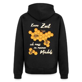Imker Honig Bienen - Unisex Premium Bio Zip Hoodie - Schwarz - Hinten - Nico (187cm)