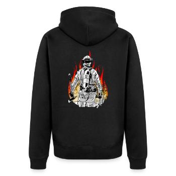 Firefighter Fireman Flames Fire Thin Red Line - Unisex Premium Organic Zip Hoodie - black - Back - Nico (187cm)