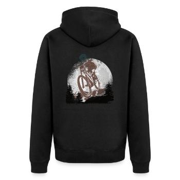 Mountainbiken Mountainbike Geschenkidee Mond - Unisex Premium Bio Zip Hoodie - Schwarz - Hinten - Nico (187cm)
