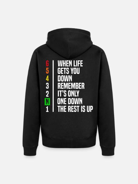 Motorradfahrer Geschenk Gangschaltung Motivation - Unisex Premium Bio Zip Hoodie - Schwarz