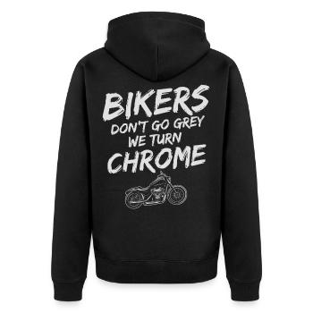 Motocycliste cadeau Biker & Chrome. Devenez motard - Veste à capuche bio Premium Unisexe - noir - Dos - Nico (187cm)
